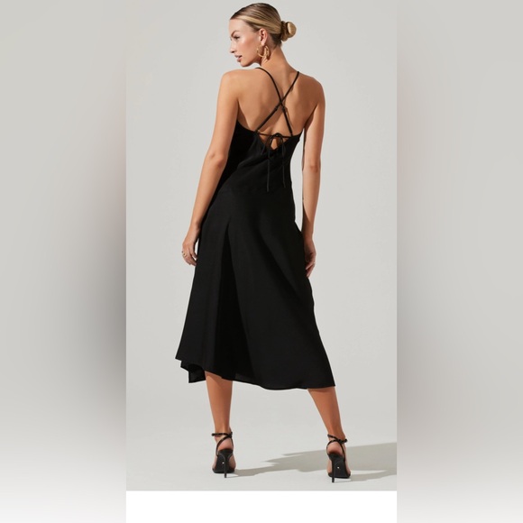 PRICE FIRM ASTR The Label Black Gaia Cowl Neck Midi Cocktail Dress LBD - Picture 6 of 7